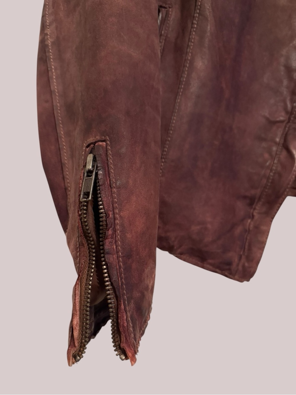 Gorgeous MUUBAA lamb leather Distressed moto jacket in the rare Chestnut - Picture 3 of 16